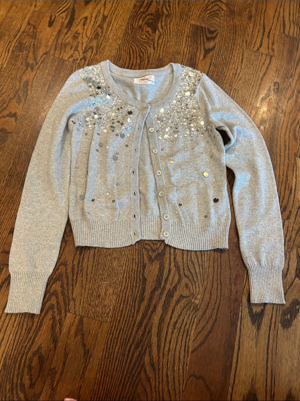 Justice Silver Sequin Embellished Cardigan
